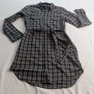Gap Size *Medium (XS/S) Western Shirt Dress Grey Plaid Flannel